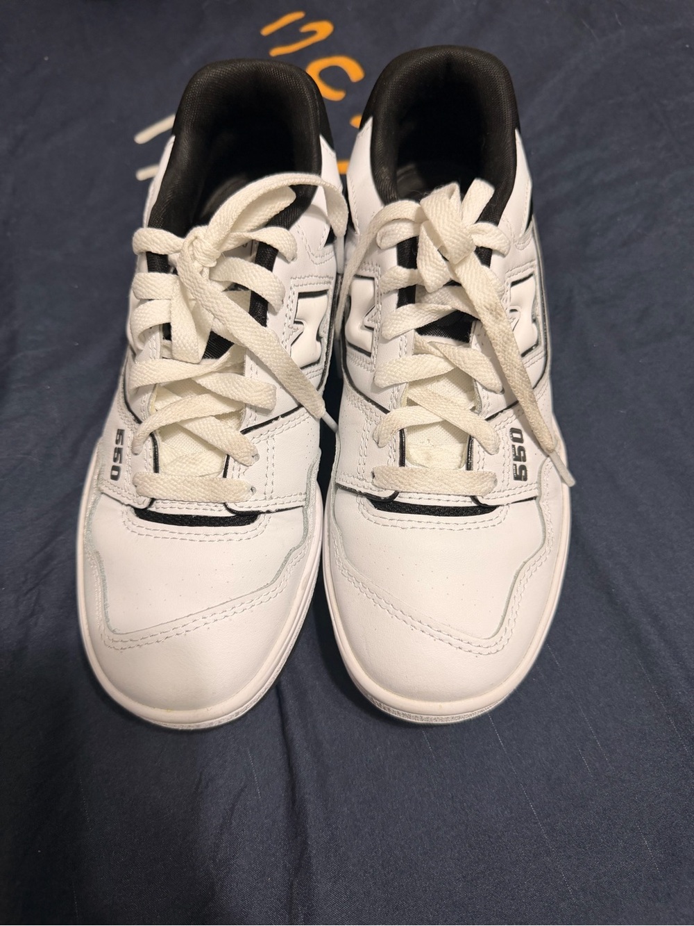 New Balance Kids White Sneakers with Black Accents